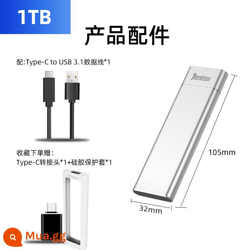 ổ cứng di động thể rắn coolfish ssd ổ cứng thể rắn di động usb3.1 tốc độ cao 1t máy tính Mac gắn ngoài dung lượng lớn điện thoại di động Android typec ổ đĩa flash thể rắn di động mini - Bạc M1 (1TB) đọc 520MB/S