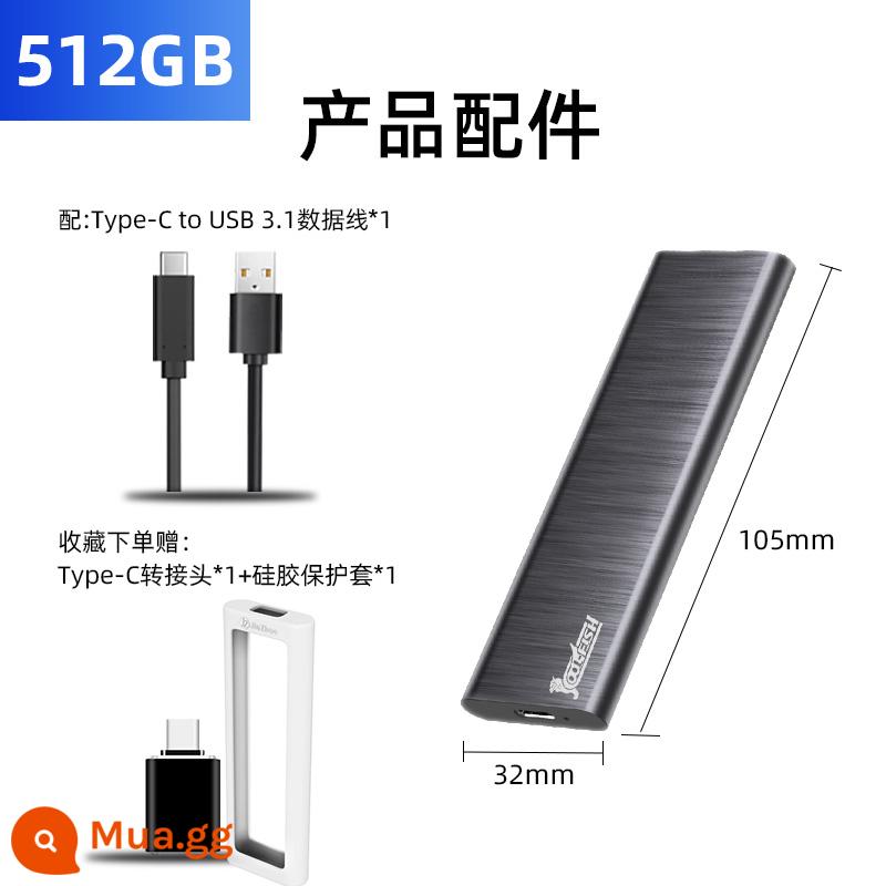 ổ cứng di động thể rắn coolfish ssd ổ cứng thể rắn di động usb3.1 tốc độ cao 1t máy tính Mac gắn ngoài dung lượng lớn điện thoại di động Android typec ổ đĩa flash thể rắn di động mini - M1(512GB) đen đọc 520 MB/giây