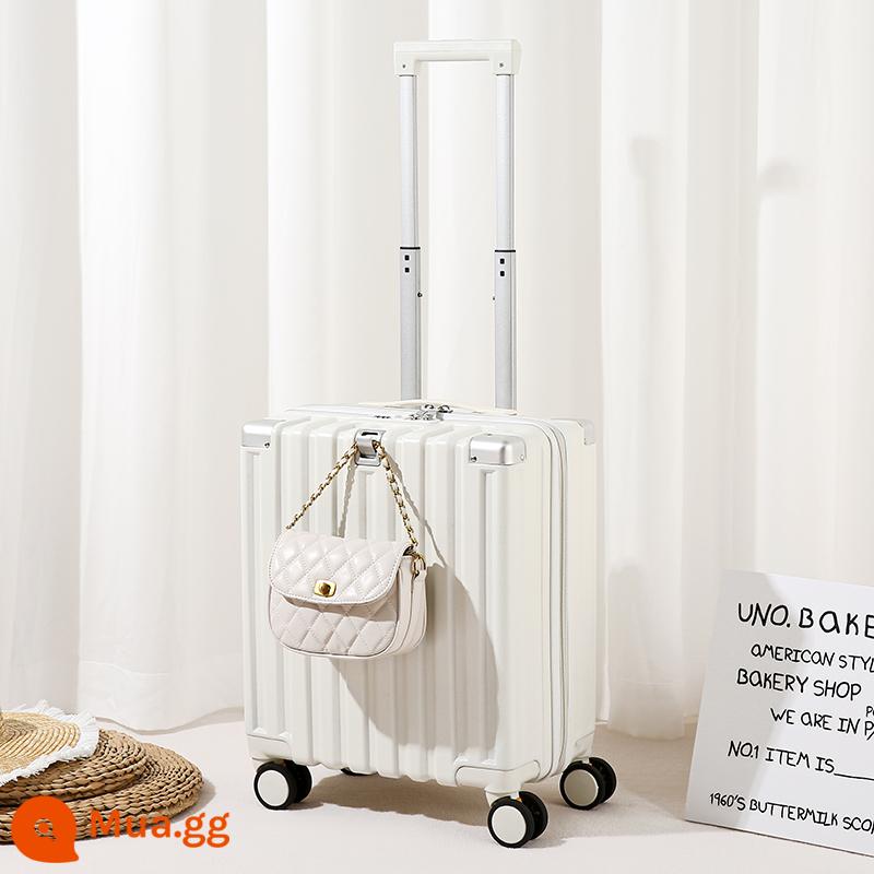 Vali 20 inch vali nhỏ xe đẩy lên máy bay dành cho nam và nữ Vali nhẹ 18 inch vali mật khẩu nhỏ 16 inch - Màu trắng nhạt [kiểu dây kéo chống cháy nổ và chống mài mòn]