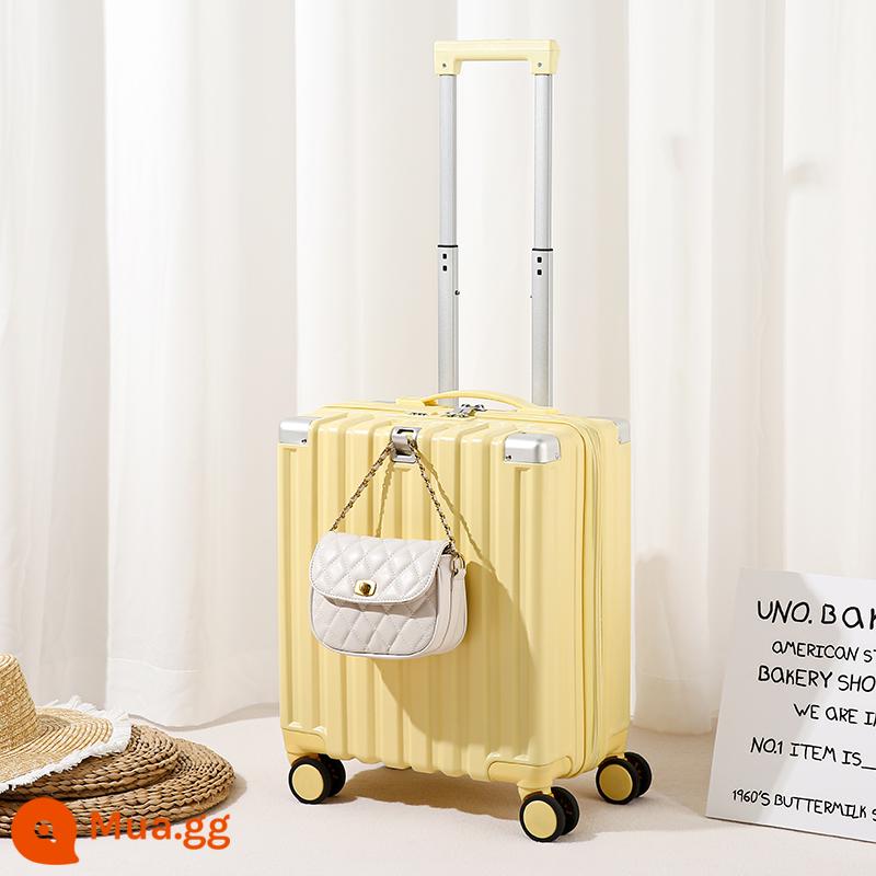 Vali 20 inch vali nhỏ xe đẩy lên máy bay dành cho nam và nữ Vali nhẹ 18 inch vali mật khẩu nhỏ 16 inch - Màu vàng chanh [kiểu dây kéo chống cháy nổ và chống mài mòn]