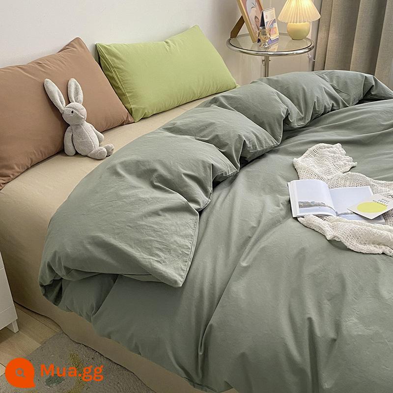 Vỏ chăn cotton nguyên chất 1 mảnh ga trải giường 150x200x230 vỏ chăn ký túc xá đơn đôi bộ chăn ga - 100% cotton đã giặt cotton-hỗn hợp-màu xanh thông