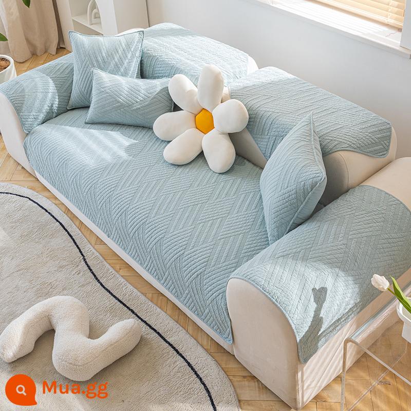 Mumi Sofa Đệm Bốn Mùa Đa Năng Vỏ Kem Khăn Nhẹ Sang Trọng Đơn Giản Hiện Đại Đệm Chống Trơn Trượt Ghế Sofa mùa Đông - Lingyu [màu lục lam nhạt]