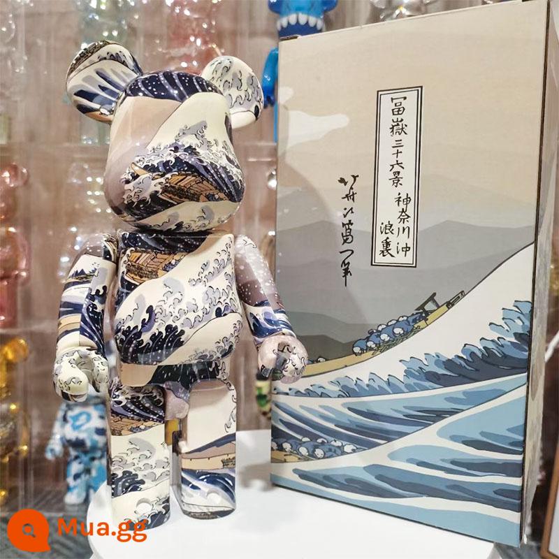 Bearbrick400% bạo lực gấu khối xây dựng gấu trang trí phòng khách mô hình trang trí búp bê Van Gogh búp bê triều chơi gấu - Kanagawa Surfing (phiên bản cao cấp có khớp bấm)