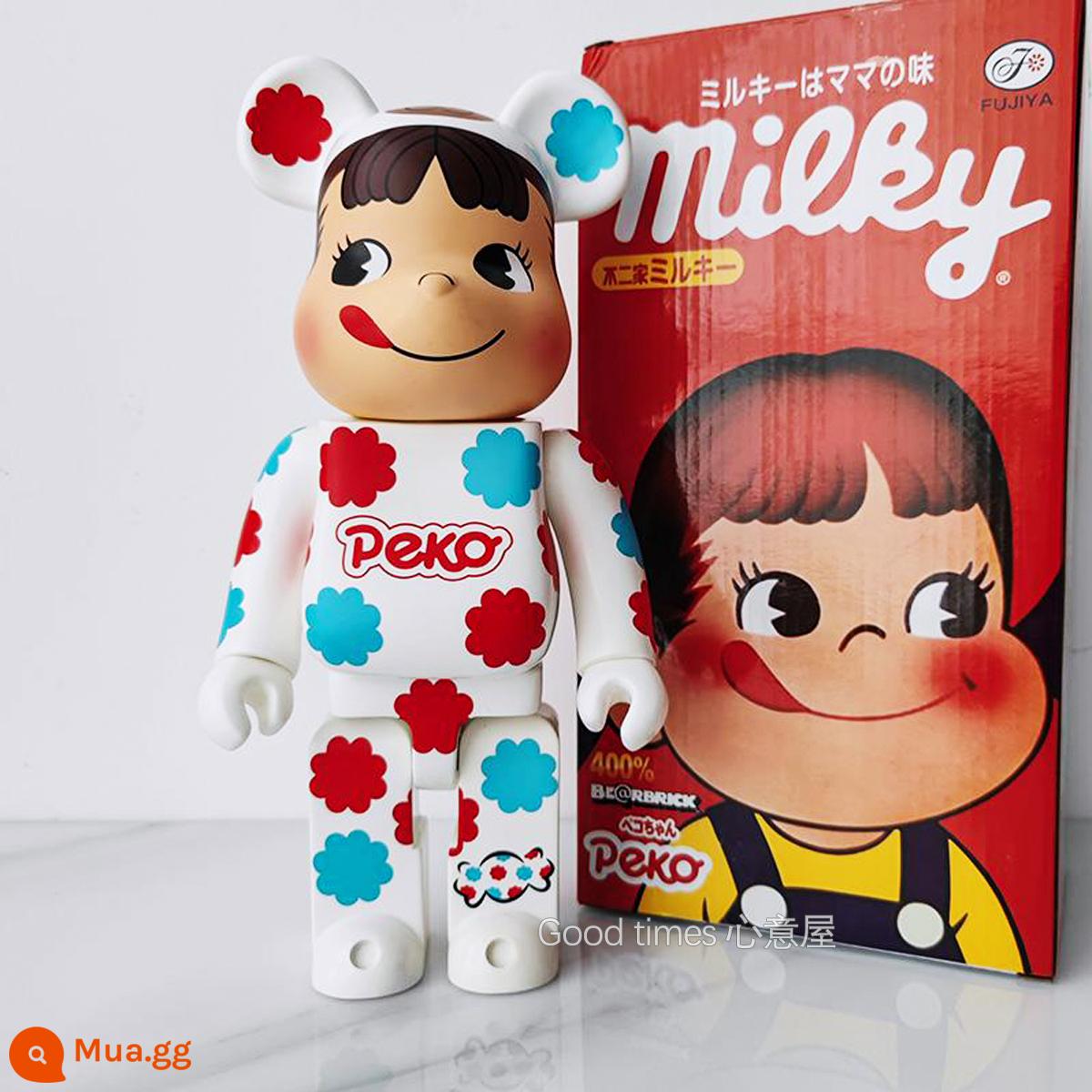 Bearbrick lưới đỏ bạo lực gấu búp bê trang trí phòng khách xây dựng mô hình khối búp bê gấu dâu tây gấu mù hộp quà tặng - cô gái sữa hoa