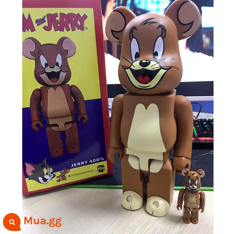 Bearbrick lưới đỏ bạo lực gấu búp bê trang trí phòng khách xây dựng mô hình khối búp bê gấu dâu tây gấu mù hộp quà tặng - Jerry (400%+100%)