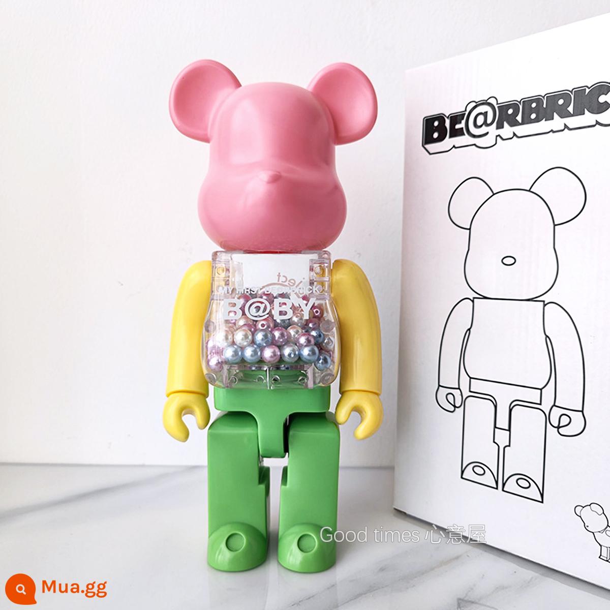 Bearbrick lưới đỏ bạo lực gấu búp bê trang trí phòng khách xây dựng mô hình khối búp bê gấu dâu tây gấu mù hộp quà tặng - màu đỏ