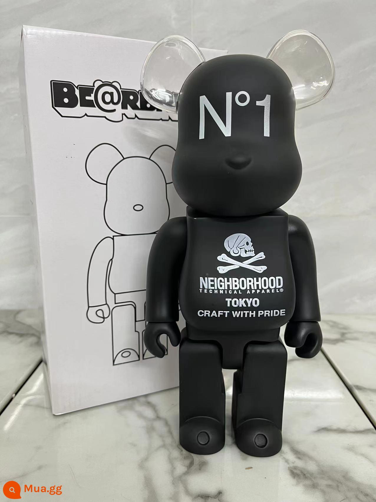 Bearbrick lưới đỏ bạo lực gấu búp bê trang trí phòng khách xây dựng mô hình khối búp bê gấu dâu tây gấu mù hộp quà tặng - NO1 màu đen