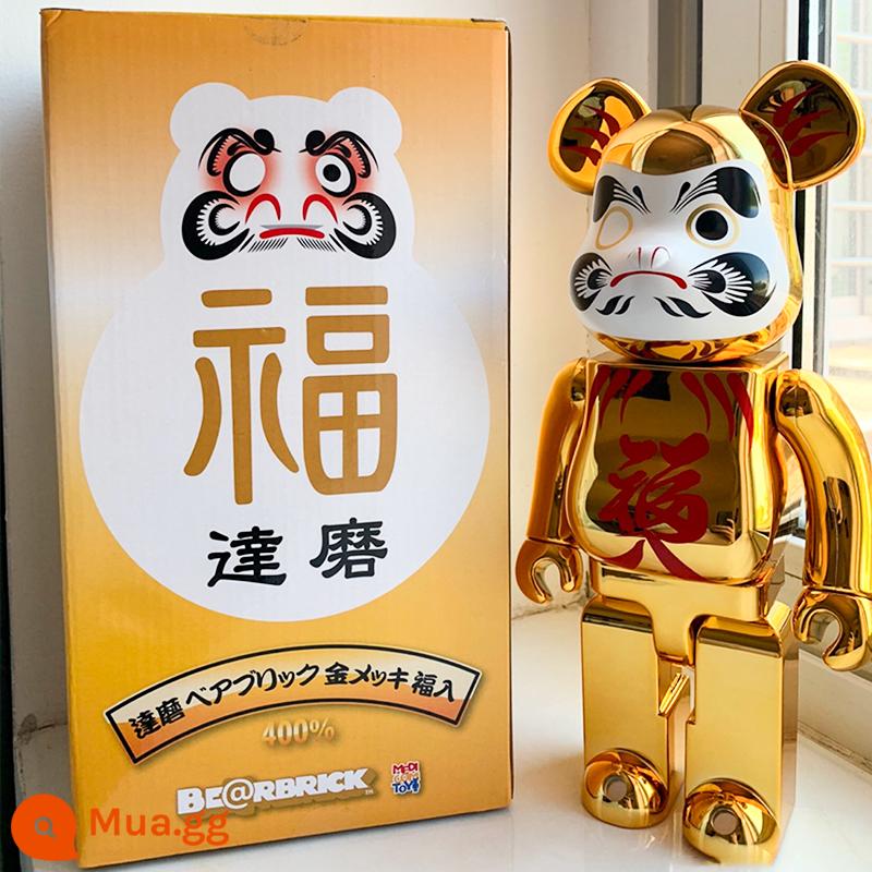 Bearbrick400% bạo lực gấu khối xây dựng gấu trang trí phòng khách mô hình trang trí búp bê Van Gogh búp bê triều chơi gấu - con công màu xanh