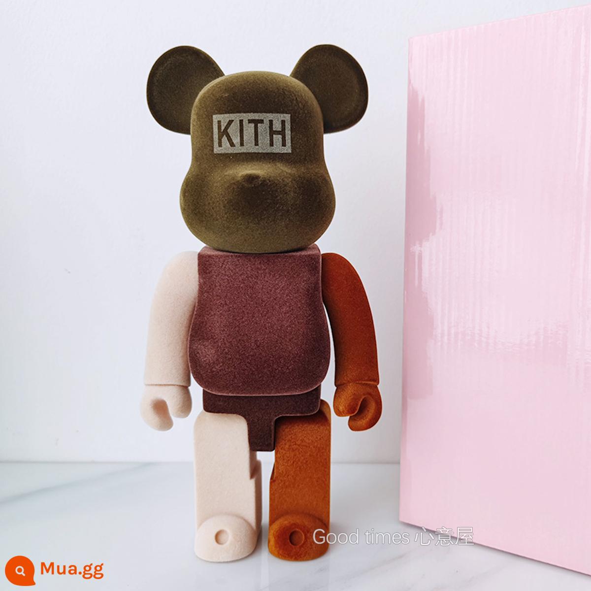 Bearbrick lưới đỏ bạo lực gấu búp bê trang trí phòng khách xây dựng mô hình khối búp bê gấu dâu tây gấu mù hộp quà tặng - KITH đỏ rực