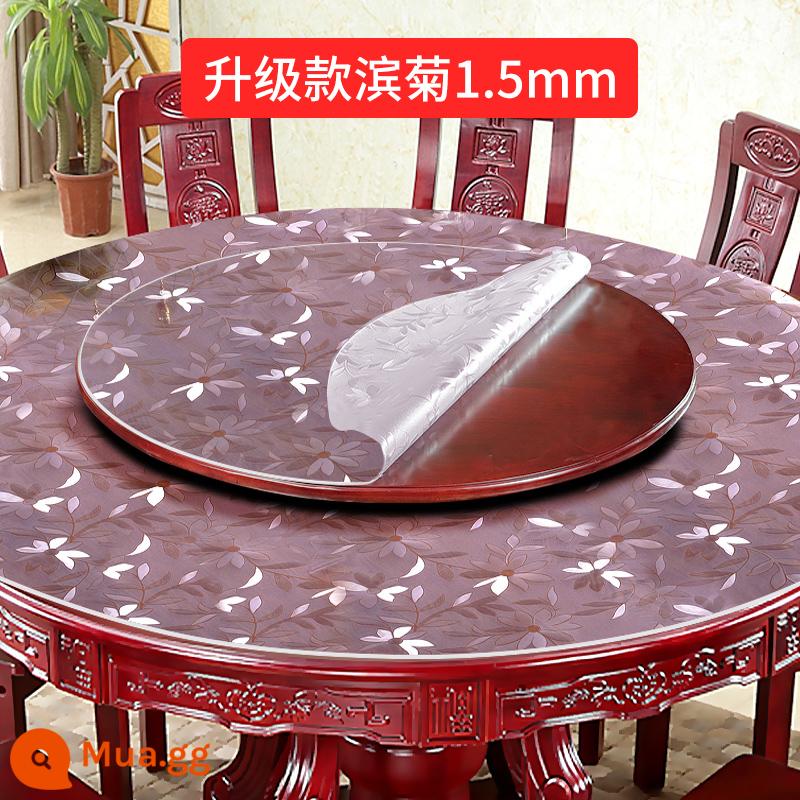 Nhựa PVC tròn bàn kính mềm mại trong suốt khăn trải bàn chống thấm nước khăn trải bàn tấm pha lê dày bàn cà phê bàn thảm nhựa - [Kháng khuẩn, thân thiện với môi trường, không mùi và kiểu dáng vát] Binju 1.5