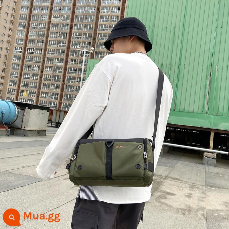 Túi nam Túi vải nylon nhẹ Túi đeo vai nam mới Túi du lịch Túi thông thường đa năng Túi thời trang nam Messenger - màu xanh lá