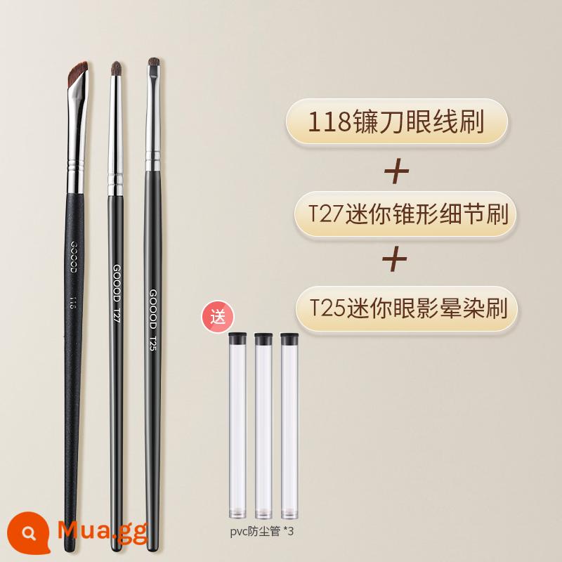 Goody Sickle Eyeliner Brush Eyeshadow Blade Brush Chi tiết cọ Bàn chải lông mày góc cạnh Kem che khuyết điểm dưới mí mắt cho cọ trang điểm tằm - Cọ hình liềm 118 + Cọ chi tiết T27 + Cọ phấn mắt T25