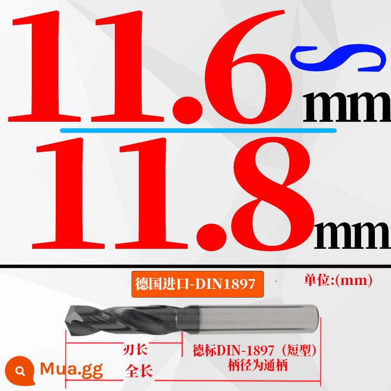 Đức nhập khẩu cứng hợp kim thép vonfram mũi khoan độ cứng cao loại ngắn xử lý nhiệt khuôn thép đúc mũi khoan xoắn 3-20mm - (11,6-11,8) mm*47 chiều dài lưỡi cắt*95 tổng chiều dài (1 nhánh) đục ngắn