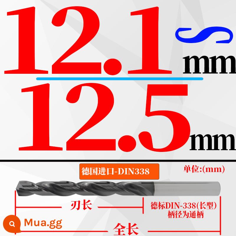 Đức nhập khẩu cứng hợp kim thép vonfram mũi khoan độ cứng cao loại ngắn xử lý nhiệt khuôn thép đúc mũi khoan xoắn 3-20mm - (12,1-12,5) mm * 101 chiều dài lưỡi * 151 tổng chiều dài (1 nhánh) cái đục dài