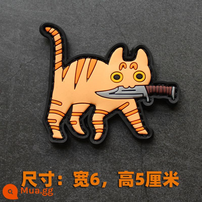 Mèo cá tính băng tay sáng tạo Velcro kitty có thể có bất kỳ suy nghĩ xấu nào tinh thần chương cao su PVC chương túi dán - mèo màu cam