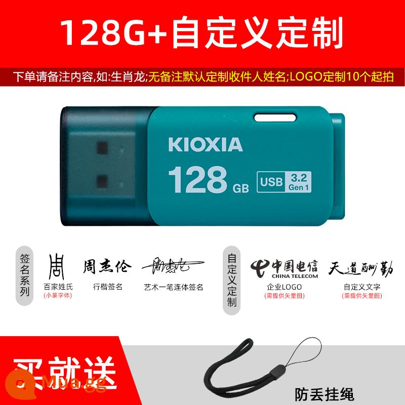 [Chính hãng Toshiba] Ổ đĩa flash Kaixia 128g chính hãng USB3.0 tốc độ cao Ổ đĩa flash 128g chính hãng U301 đèn flash chim ưng cá tính dễ thương sáng tạo máy tính doanh nhân ổ đĩa flash dung lượng lớn 128gb sử dụng kép - 128G[xanh]+tùy chỉnh cá nhân hóa