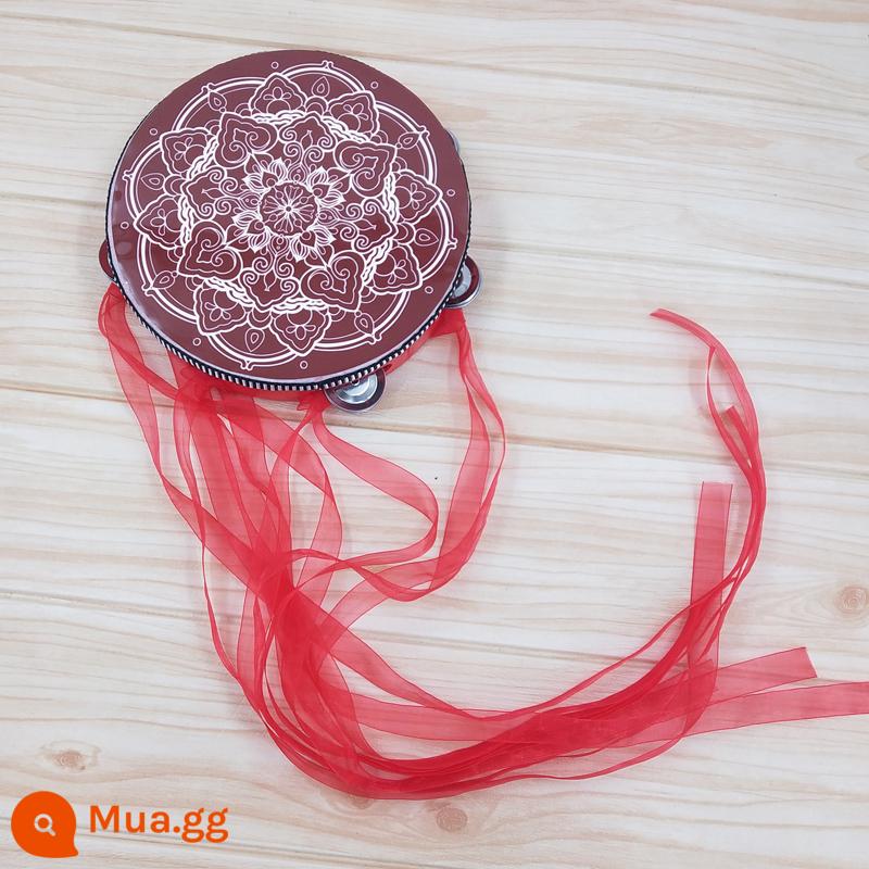 Đôn Hoàng Bay Tambourine Cổ Đạo Cụ Tambourine Hanfu Trẻ Em Cầm Tay Ảnh Trống Ruy Băng Trống Đường Trống Nhạc Cụ Múa - trống cơm hoa sen đỏ