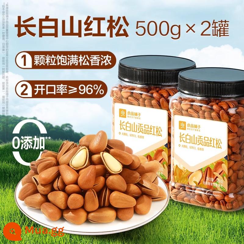 Bestore - Thông Hàn Quốc Núi Trường Bạch 500g × 1 lon hạt thông Đông Bắc trái cây sấy khô bóc vỏ bằng tay và đồ ăn nhẹ từ hạt - [Bán số lượng - 2 catties trong tay] Thông đỏ núi Trường Bạch 500g × 2 lon.