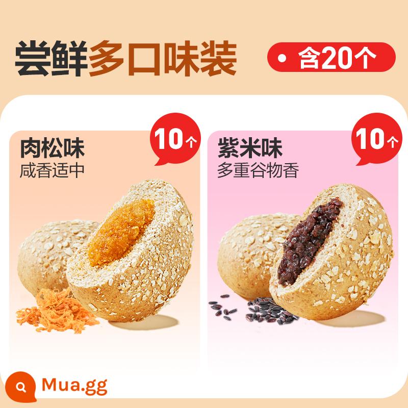 Bestore Lúa Mì Nguyên Hạt Bánh Mì Châu Âu 500G Bánh Mì Ít Béo Ăn Sáng Bữa Ăn Thay Thế Multigrain Sandwich Ăn Nhẹ Ăn Nhẹ Bánh Mì Nướng - 2 cân 20 miếng [10 chà bông + 10 cơm tím]