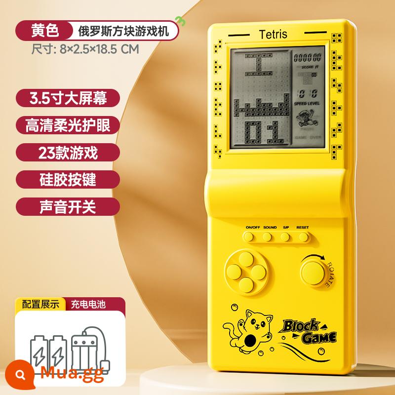 Tetris Máy Chơi Game Cầm Tay Chính Hãng Thời Thơ Ấu Vintage Retro Hoài Cổ Máy Chơi Game Phát Triển Trẻ Em Xếp Hình - Bộ sạc [3,5 inch + Bảo vệ mắt HD] Duck Down Yellow