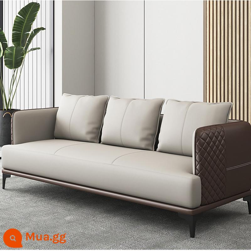 Ghế sofa văn phòng kết hợp bàn trà đơn giản gói giải trí nghỉ ngơi khu vực tiếp tân tiếp tân kinh doanh đàm phán nhỏ ba người - Ba người [màu nâu xám đậm]