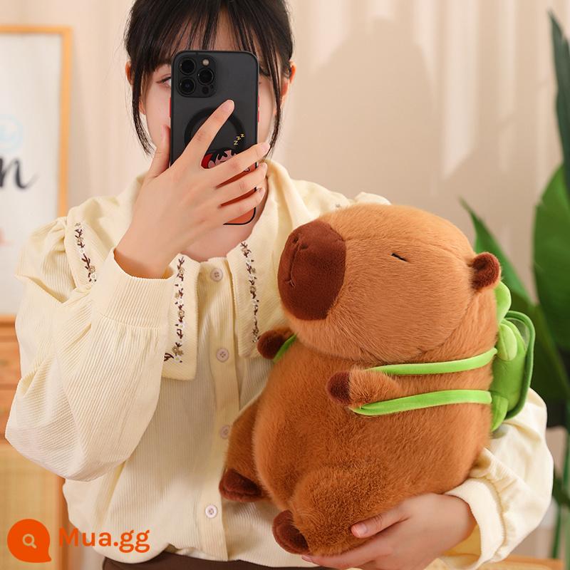 Capibala Búp Bê Chảy Nước Mũi Sang Trọng Đồ Chơi Búp Bê Capybara Bibala Cảm Xúc Ổn Định Mặt Dây Chuyền Quà Tặng Sinh Nhật - Capibala Ngồi Vừa 33cm + Ba Lô Rùa