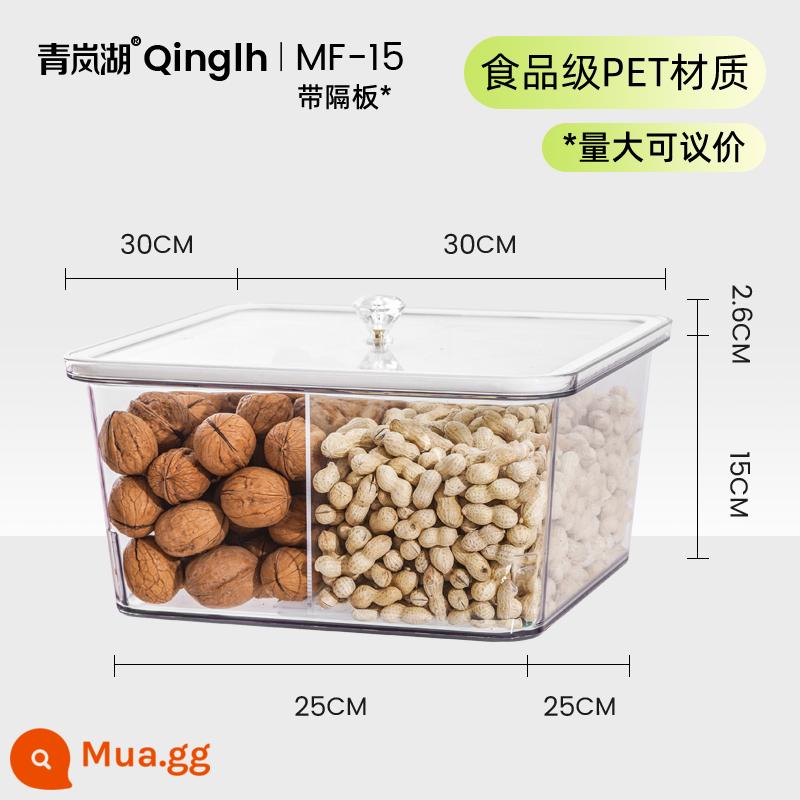 Siêu thị niêm phong bể chứa hàng hóa hàng hóa khô với hộp hiển thị hộp niêm phong hộp đóng hộp thùng của hạt ăn nhẹ hiển thị trong suốt - MF-15 (có vách ngăn) (dài 30*rộng 30*cao 15CM)