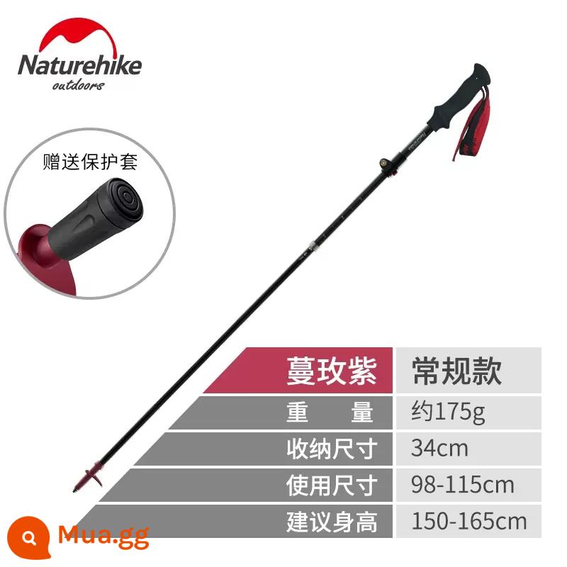 NatureHike ST07 Full Carbon Fiber Five -setectrible Khóa bên ngoài có thể điều chỉnh lại leo núi Off -Road Running Running - Mẫu nâng cấp-Manmei Purple (98-115CM) (0,2k