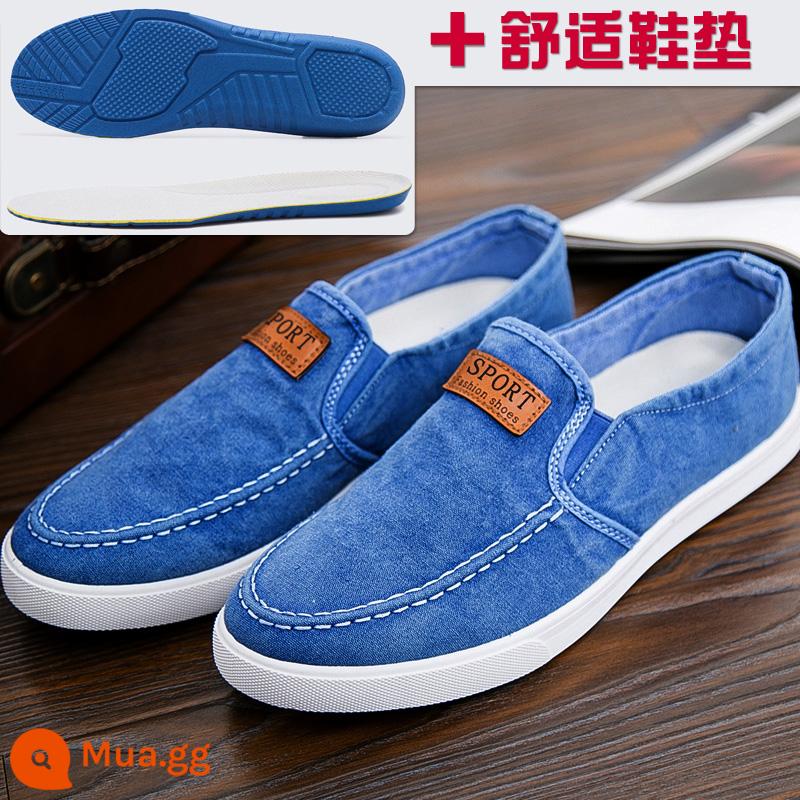 Mùa Xuân Năm 2023 Tất Cả Trận Đấu Nam Giày Vải Slip-on Thể Thao Giày Lười Thoáng Khí Làm Việc giày Chống Trượt - F05 xanh nhạt + đế êm ái