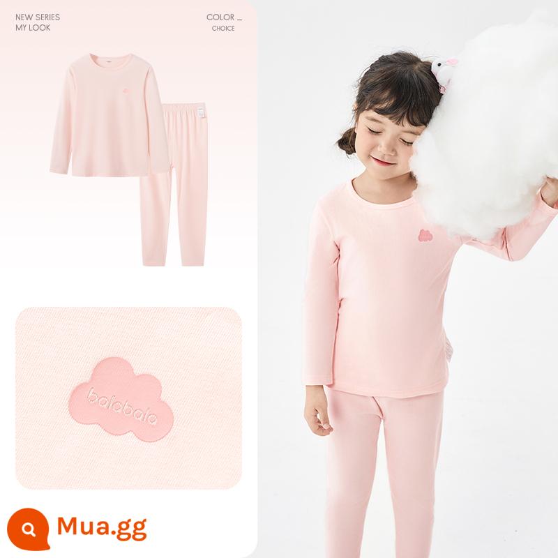 Bộ đồ lót trẻ em balabala cotton nguyên chất bé trai quần áo thu đông quần vệ sinh trung và lớn trẻ em quần áo ấm cho bé - Màu hồng [Khuyến nghị phổ biến cho bé gái] Loại A thân thiện với da