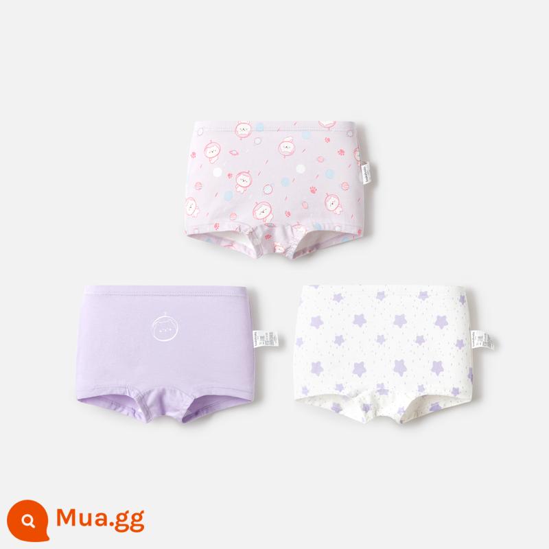 Quần lót nữ Balabala cotton hình tam giác cho trẻ nhỏ và lớn không có kẹp PP bốn góc và ba mảnh - Gấu Tím