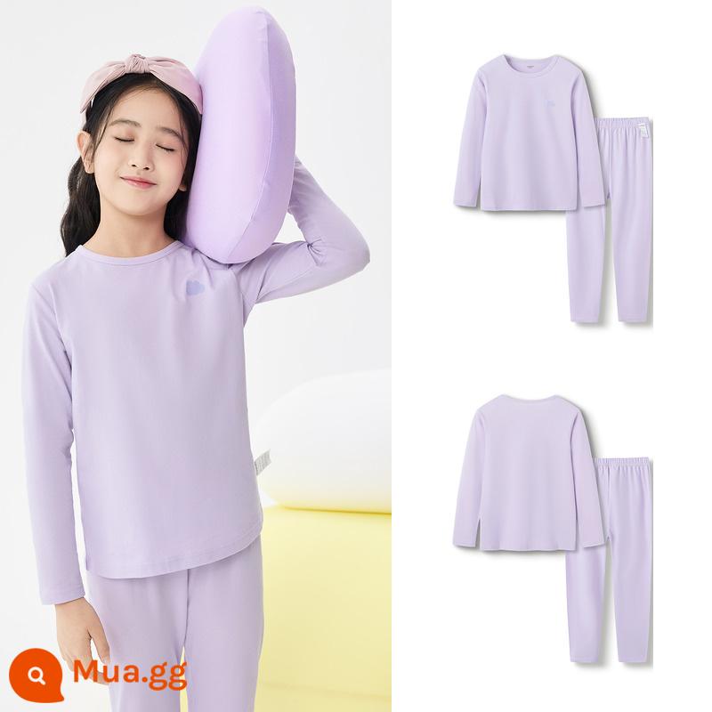 Bộ đồ lót trẻ em balabala cotton nguyên chất bé trai quần áo thu đông quần vệ sinh trung và lớn trẻ em quần áo ấm cho bé - Màu hồng tím (mẫu nữ) Loại A thân thiện với da