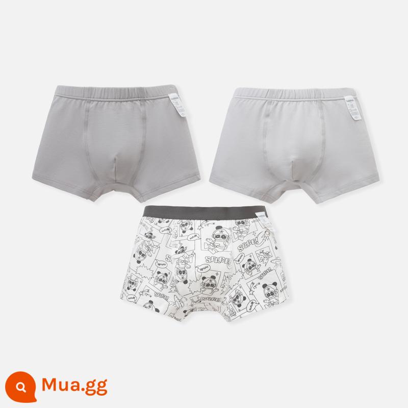 Quần lót balabala bé trai cotton vừa và nhỏ trẻ em boxer quần phẳng quần đùi trẻ em tam giác bé trai ba gói - Gấu trắng xám nhỏ