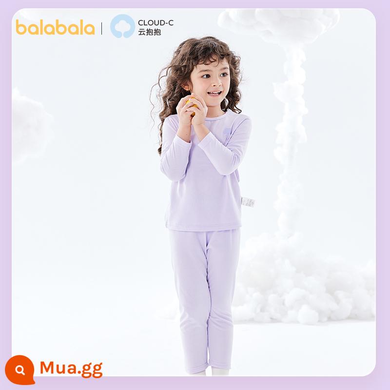 [Lợi ích phát sóng trực tiếp] Bộ đồ lót Balabala cotton nguyên chất quần áo mùa thu cho bé trai và bé gái và quần vệ sinh quần lót ấm áp cho bố mẹ và con cái - Màu tím (mẫu nữ, thân thiện với da loại A)