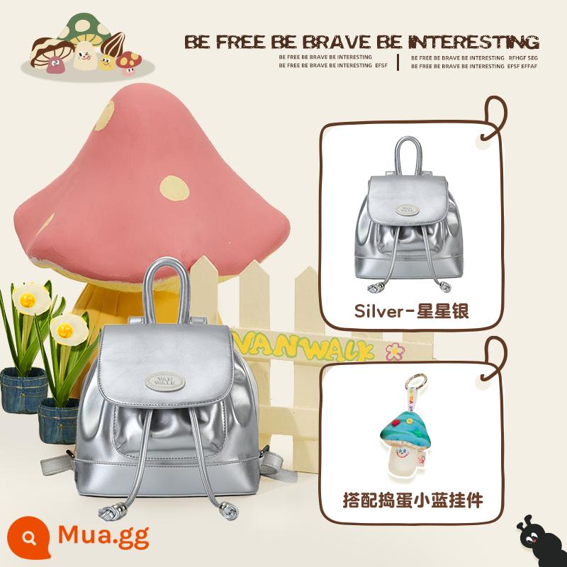 VANWALK Spring Ranch Retro Dễ thương Cô gái cao bồi Ba lô ins Sinh viên Ba lô nhỏ Niche Schoolbag - Bạc + Xanh nhỏ nghịch ngợm