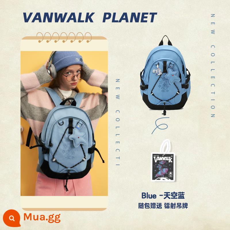 VANWALK Planet Rabbit Ba lô thỏ kẹo bơ cứng dễ thương tự chế cho bé gái với mặt dây chuyền ngôi sao nhẹ cặp đi học ngọt ngào - trời xanh