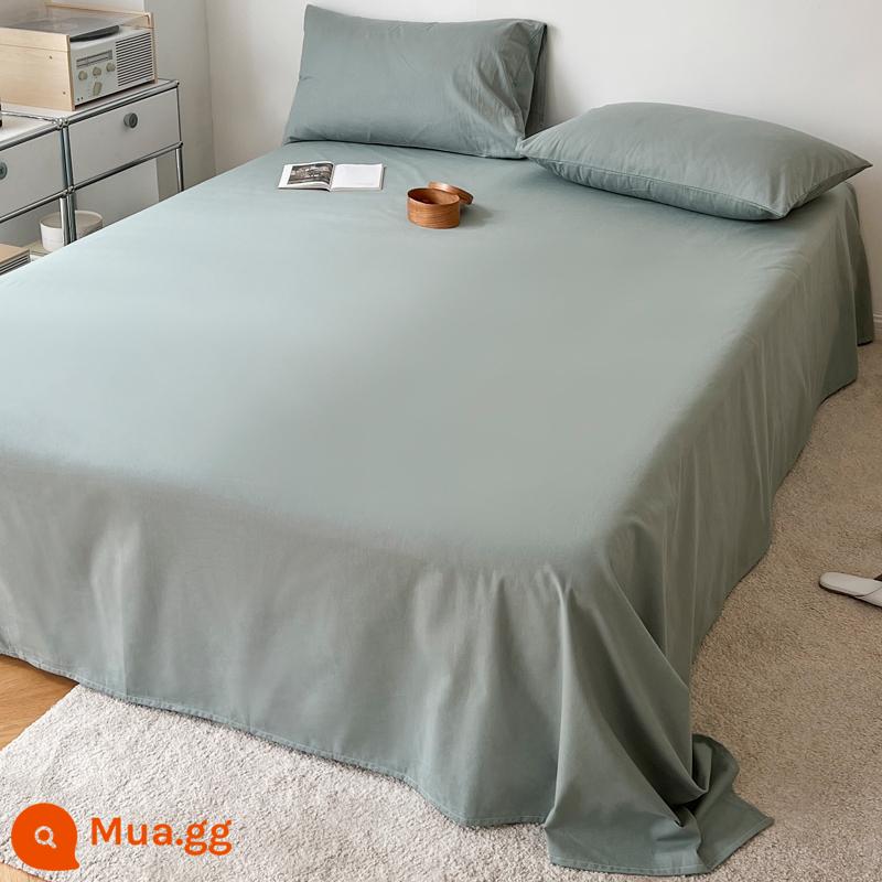 Dày cotton chải ga trải giường đơn mảnh 100 cotton đồng màu ký túc xá sinh viên đơn chăn đôi vỏ gối đơn bộ ba món - CDM xanh bơ EM [bông dày chải]