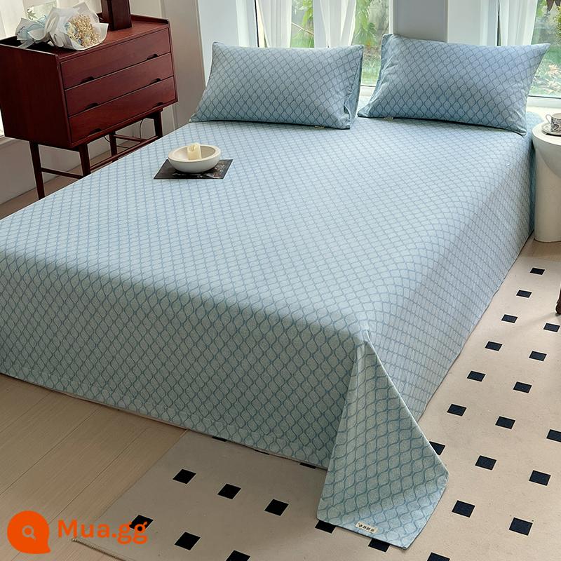 Cotton Cũ Vải Thô Giường Đơn Thảm Cotton Ký Túc Xá Giường Đơn Mùa Hè Cảm Giác Mát Mẻ Vải Lanh Chần Gòn bộ 3 - CDM Kawana Xanh