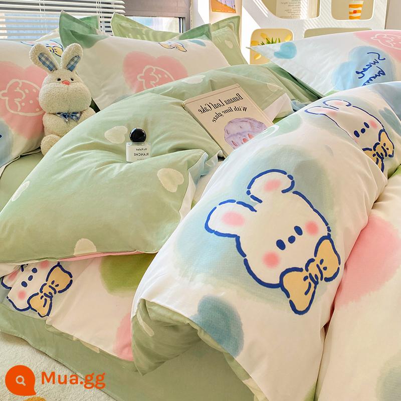 Hoạt Hình Giường Bốn Bộ Tất Cả Cotton 100 Cotton Bé Trai Vỏ Chăn Giường Đơn Trang Bị Tấm Chăn Ga Gối Trẻ Em Bộ 3 bộ 4 - M đang nghĩ về bạn