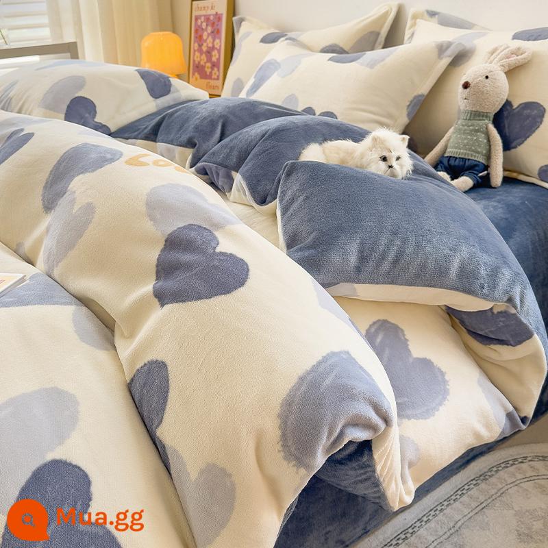 Mùa đông sữa nhung giường 4 nhung san hô Plus nhung ga trải giường nam dày Farley flannel vỏ chăn 3 Bộ - Nhung R thật thú vị [Nhung sữa dày ấm]