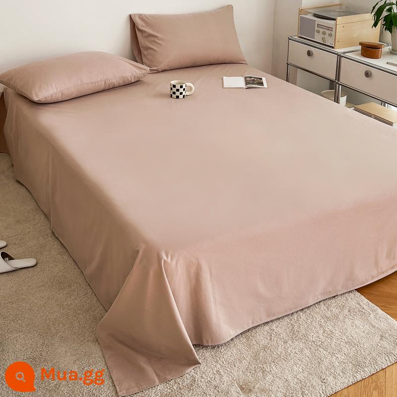 Dày cotton chải ga trải giường đơn mảnh 100 cotton đồng màu ký túc xá sinh viên đơn chăn đôi vỏ gối đơn bộ ba món - CDM Vanilla Coffee EM [Bông dày với kết cấu chải]