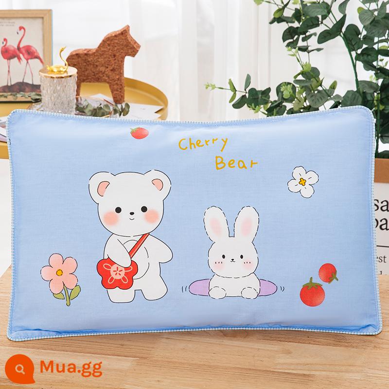 Cặp vỏ gối cotton trẻ em Vỏ gối cotton 30×50 gia dụng 1 vỏ gối đơn 40×60 - [Gói đơn] Gấu và Thỏ ZT