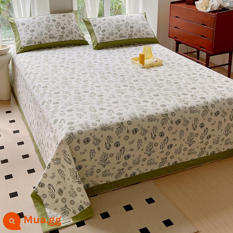 Cotton Cũ Vải Thô Giường Đơn Thảm Cotton Ký Túc Xá Giường Đơn Mùa Hè Cảm Giác Mát Mẻ Vải Lanh Chần Gòn bộ 3 - CDM xanh nhạt