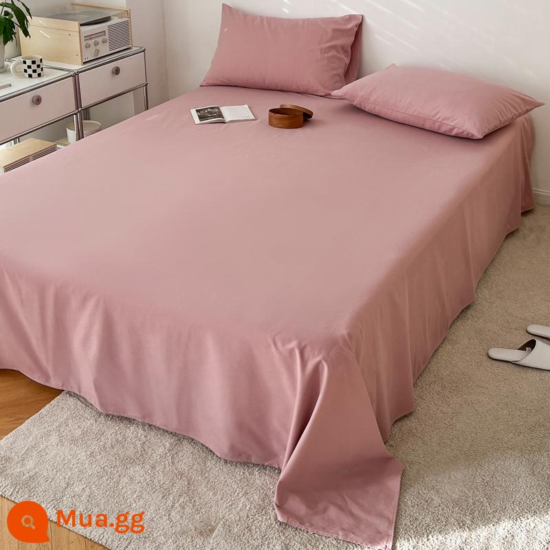 Dày cotton chải ga trải giường đơn mảnh 100 cotton đồng màu ký túc xá sinh viên đơn chăn đôi vỏ gối đơn bộ ba món - Bột củ sen CDM EM [bông dày và chải]