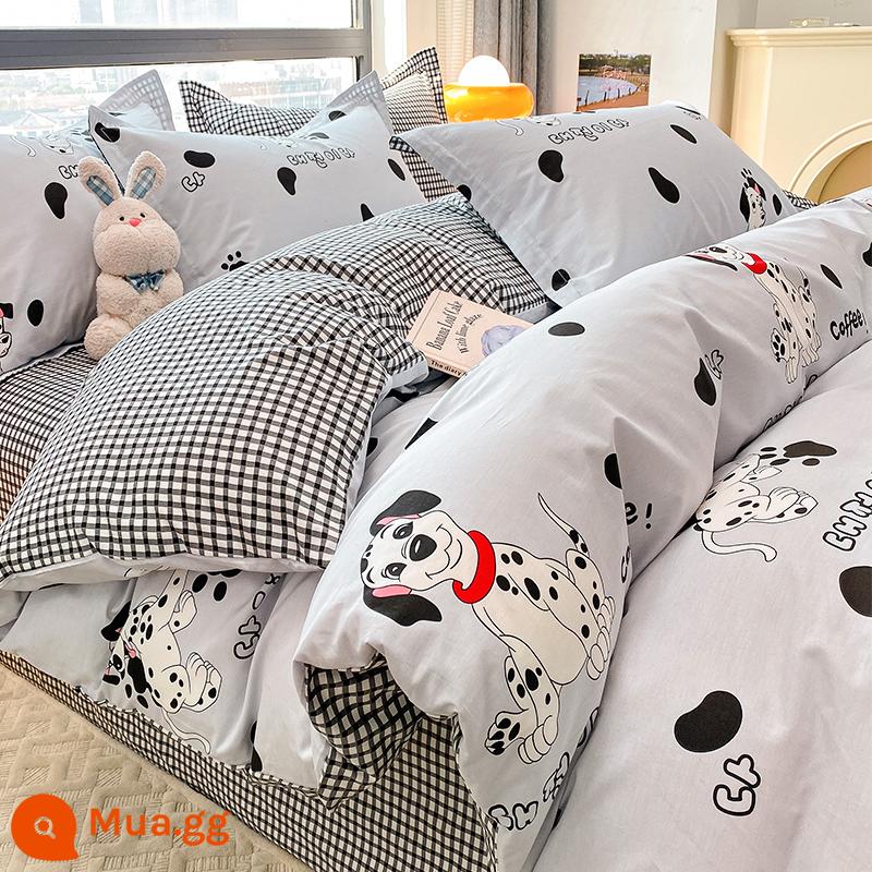 Ins Phong Cách Bắc Âu Giường Cotton Nguyên Chất Bộ 4 Bộ Cotton 100 Vỏ Chăn Ga Gối Chăn Ký Túc Xá Sinh Viên 3 Bộ Ga Giường - dễ thương