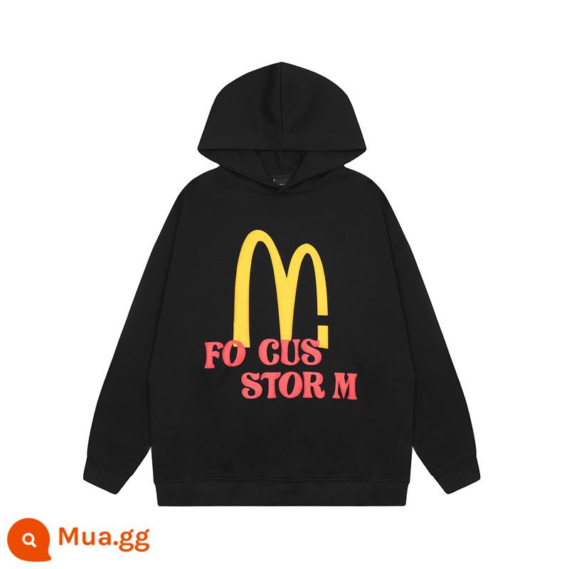 AAXIN Mỹ Retro In Chữ Có Mũ Cho Nữ Thu Đông Hợp Thời Trang Dạo Phố Cao Cấp Cặp Đôi Rời Top Áo hoodie - Vải nhung đen