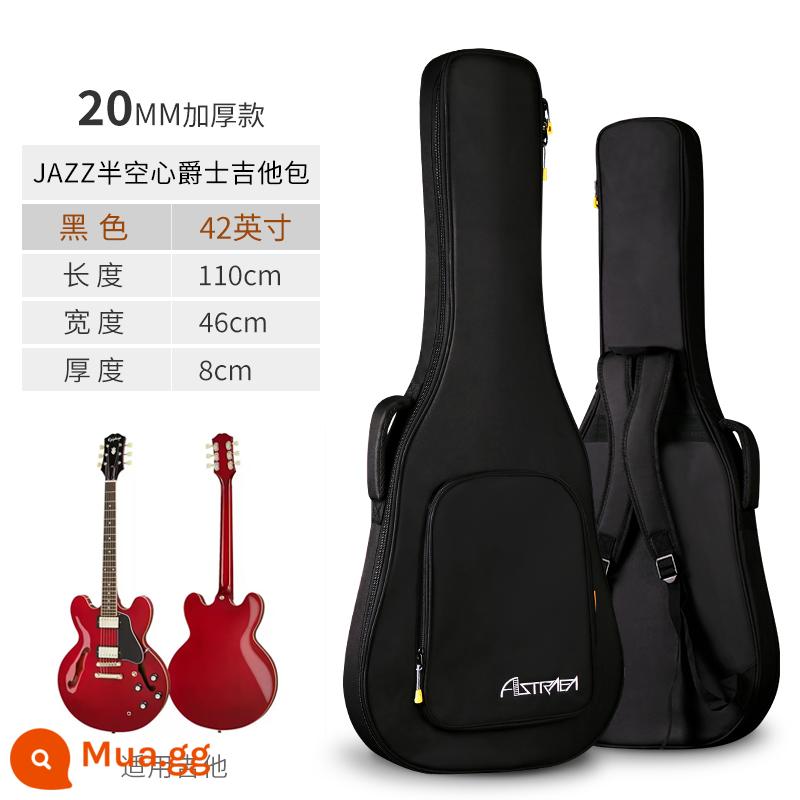 Túi đựng đàn guitar 41 inch 40 inch dày ba lô 38 inch 36 inch đa năng dân gian giá trị cao túi đựng đàn guitar cổ điển - [42 inch] Túi đựng đàn guitar điện Jazz Black-JAZZ