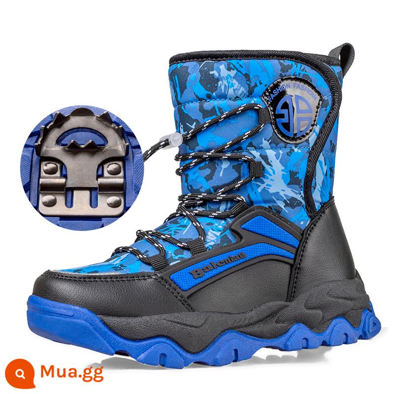 Boots Snow Boots của trẻ em mùa đông cộng với đôi giày cotton dày nhung Chàng trai giữ ấm chống thấm nước chống nước phía đông bắc đôi giày ấm áp - T26 xanh hoàng gia một cỡ quá nhỏ