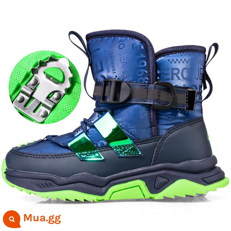 [Công bằng dày của trẻ em] Boots Snow Boots Anti -skid Waterproo - A30 xanh một size quá nhỏ