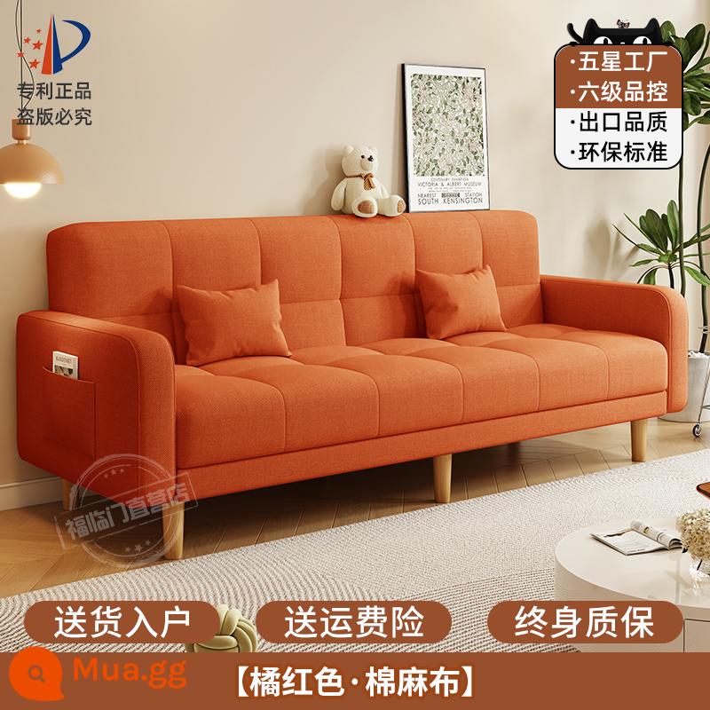 Sofa căn hộ nhỏ phòng khách 2023 mới đơn giản hiện đại ba người thuê phòng vải gấp sofa giường đôi công dụng - Cotton và lanh-cam [Năm nhà máy lớn]